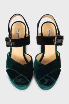 Velor two-tone sandals
