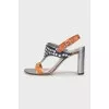 Mixed color embellished sandals