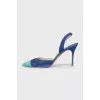 Two-tone suede slingbacks