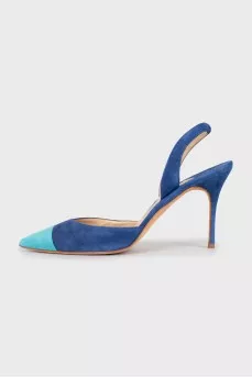 Two-tone suede slingbacks