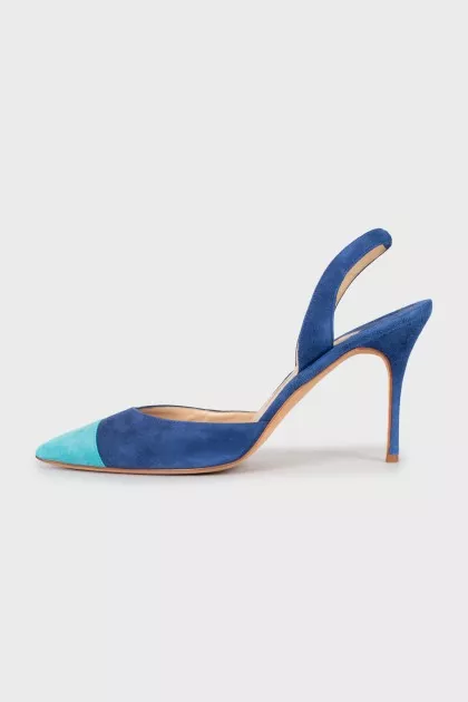 Two-tone suede slingbacks