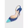 Two-tone suede slingbacks