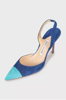 Two-tone suede slingbacks