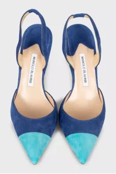 Two-tone suede slingbacks