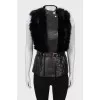 Leather vest with fur