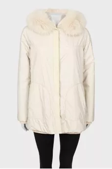 Reversible jacket with hood