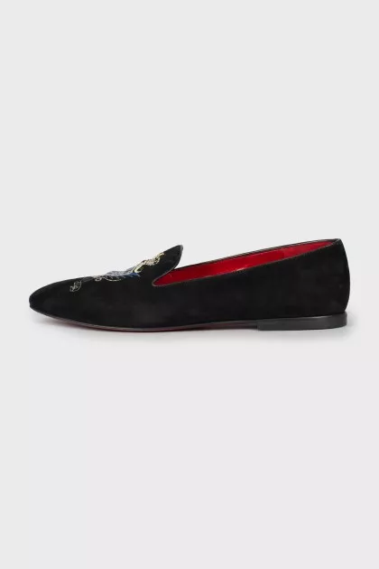 Men's textile moccasins with embroidery
