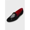 Men's textile moccasins with embroidery