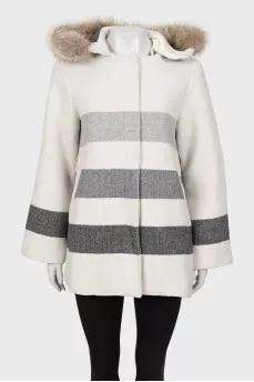 Wool parka with fur hood