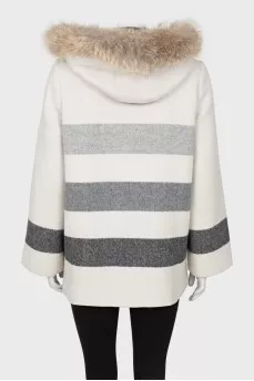 Wool parka with fur hood