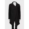 Wool coat with bias fastening