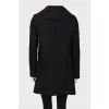 Wool coat with bias fastening