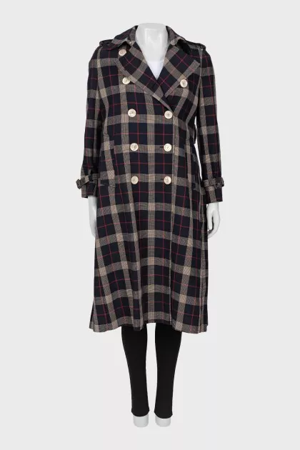 Wool coat in check print