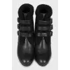 Leather ankle boots with buckles