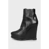 Black wedge ankle boots