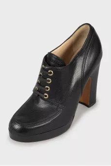 Leather lace-up ankle boots