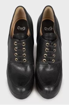 Leather lace-up ankle boots