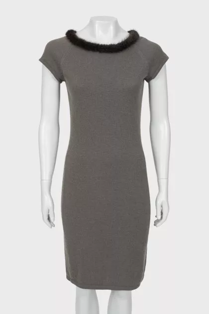 Cashmere dress decorated with fur