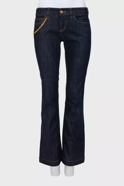Flared jeans decorated with chain