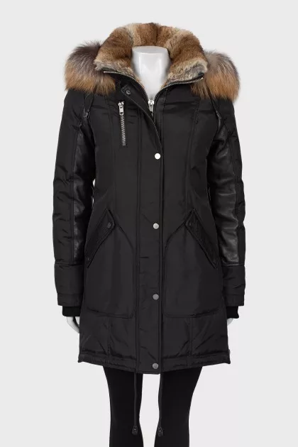 Black parka with fur
