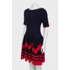 Knitted dress of combined color