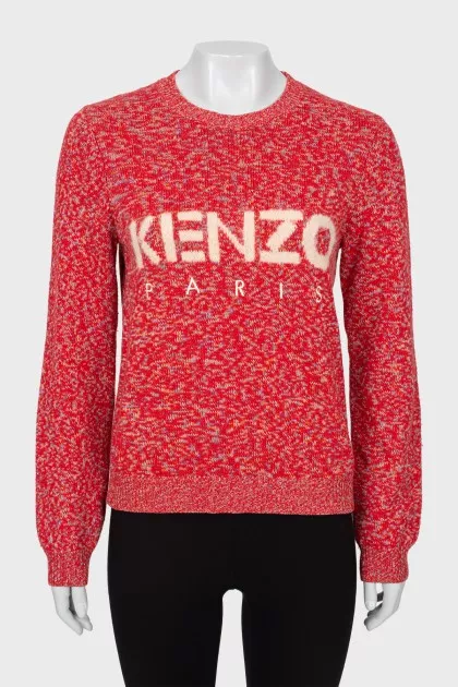 Knitted sweater with brand logo