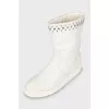 Insulated white boots with rhinestones
