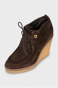 Brown wedge ankle boots
