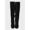 Leather boots with weaving