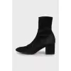 Suede black zip ankle boots