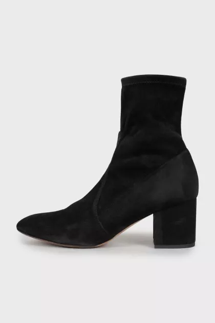 Suede black zip ankle boots