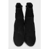 Suede black zip ankle boots