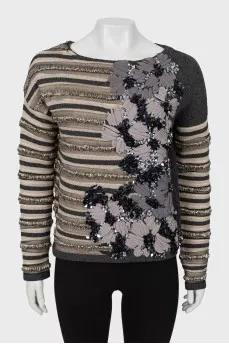 Wool sweater with decor