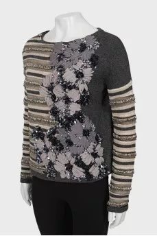 Wool sweater with decor