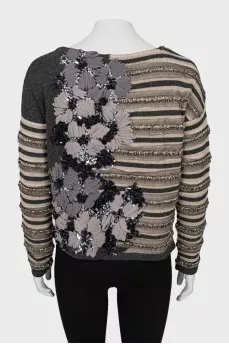 Wool sweater with decor