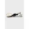 Logo brooch with pearls