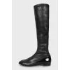 Leather boots with logo on toe