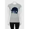 Gray ribbed T-shirt