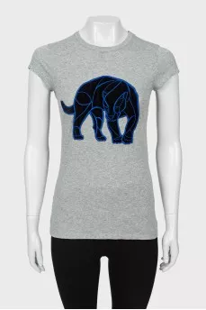 Gray ribbed T-shirt