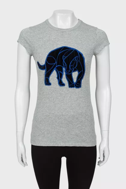 Gray ribbed T-shirt