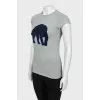 Gray ribbed T-shirt