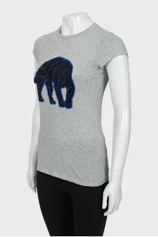 Gray ribbed T-shirt