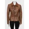 Leather jacket with buckle waist