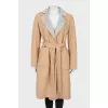Two-tone belted coat