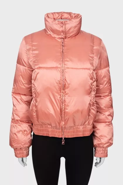 Pink cropped down jacket