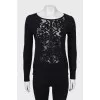 Black wool sweater with pattern