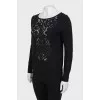 Black wool sweater with pattern