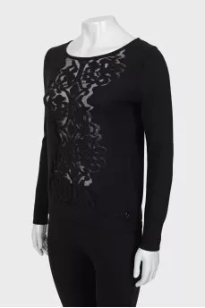 Black wool sweater with pattern