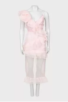 Silk dress with ruffles