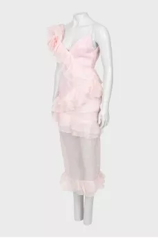 Silk dress with ruffles
